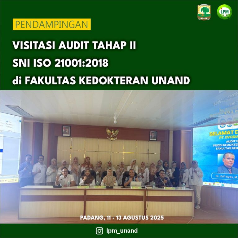Pendampingan Visitasi Audit Tahap II SNI ISO 21001 di Fakultas Kedokteran Unand