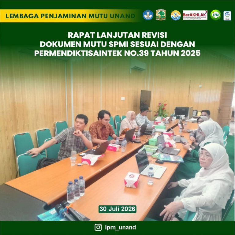 Rapat lanjutan revisi Dokumen Mutu SPMI sesuai dengan Permendiktisaintek No.39 Tahun 2025
