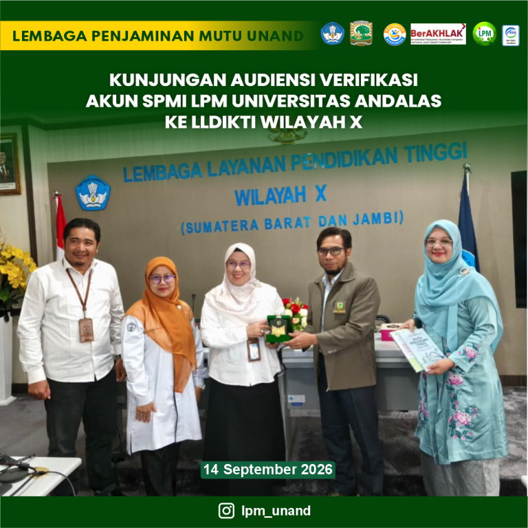 Kunjungan Audiensi verifikasi akun SPMI LPM Universitas Andalas ke LLDIKTI Wilayah X