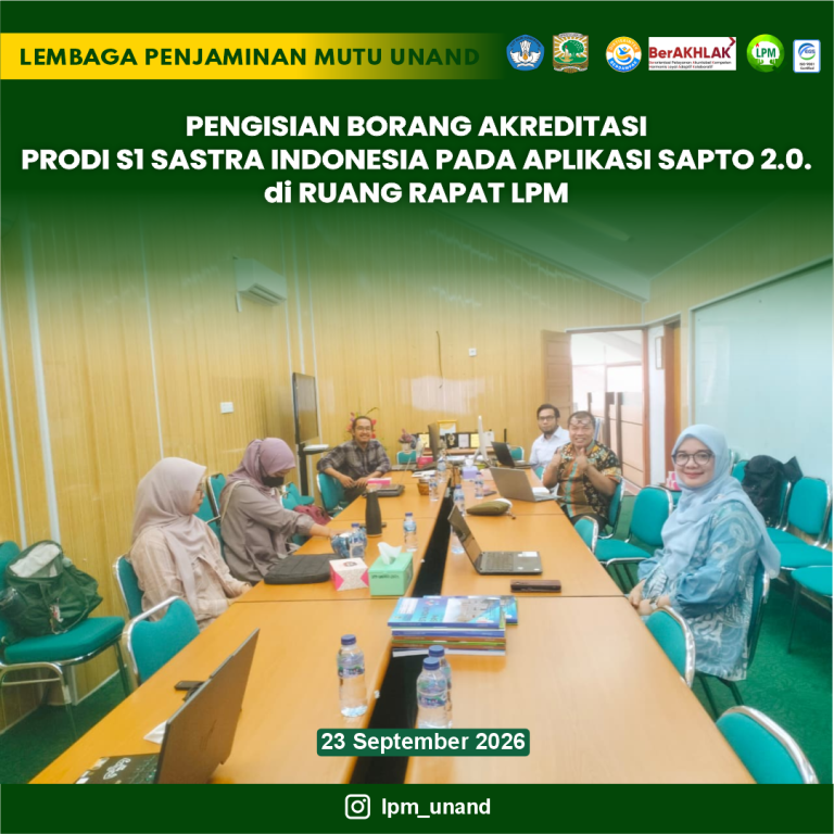 Pengisian Borang Akreditasi Prodi S1 Sastra Indonesia pada aplikasi SAPTO 2.0. di Ruang Rapat LPM