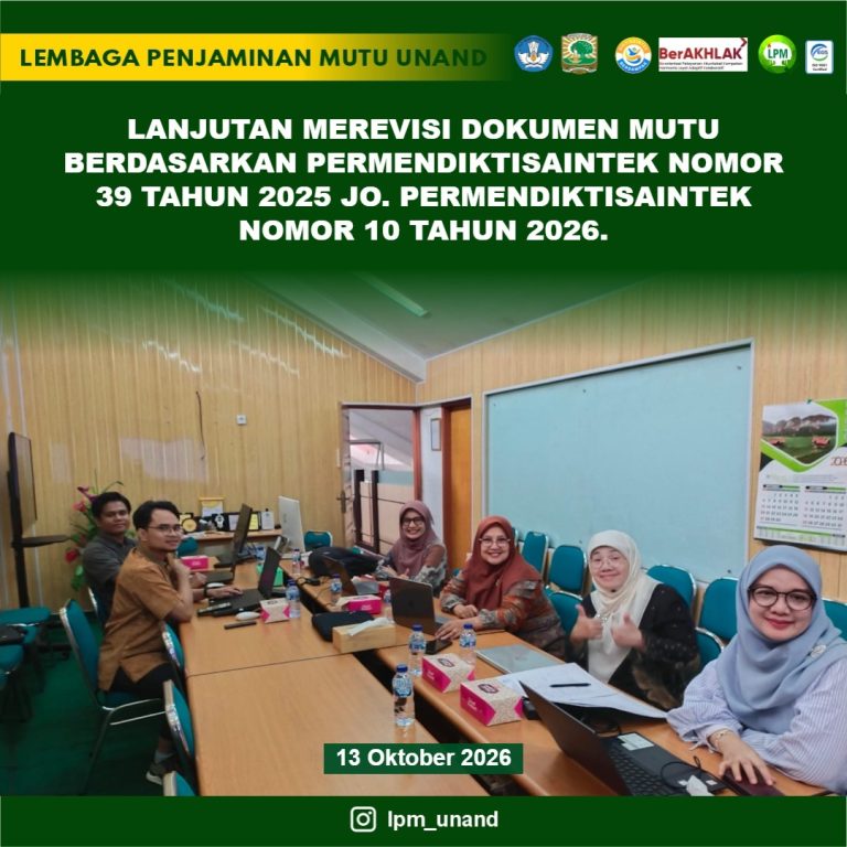 Lanjutan Merevisi Dokumen Mutu Berdasarkan Permendiktisaintek Nomor 39 Tahun 2025 jo. Permendiktisaintek Nomor 10 Tahun 2026