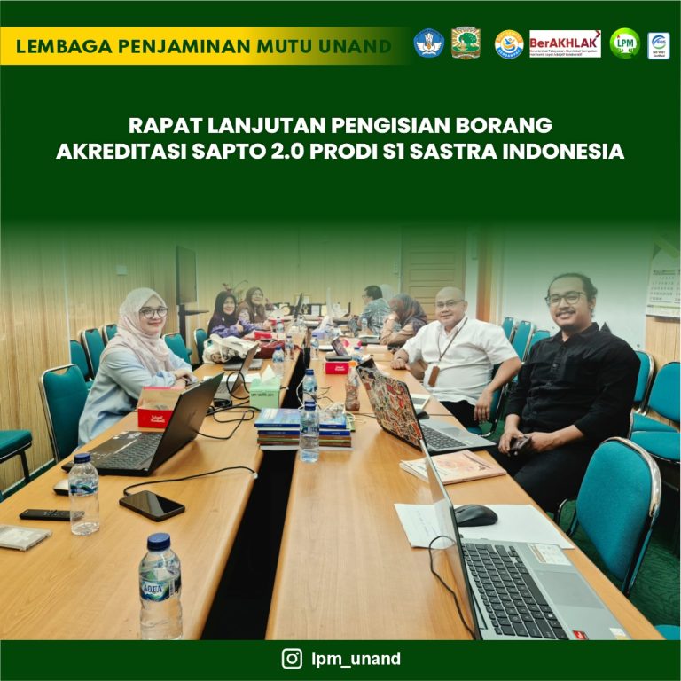 Rapat lanjutan pengisian Borang Akreditasi SAPTO 2.0 prodi S1 Sastra Indonesia